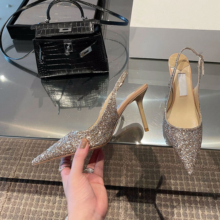 ハイヒール レディースシューズ ブライズメイド ミッドヒールサンダル