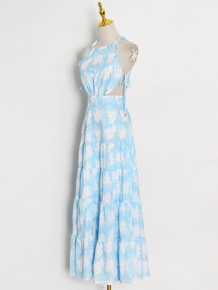 Sexy Print Colorblock Dress For Women Round Neck