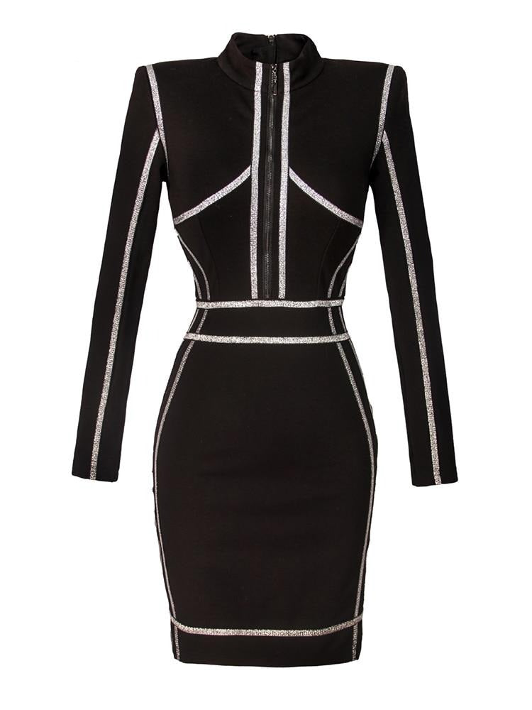 Sexy Sheath Dress For Women Stand Collar Slim Mini Dresses