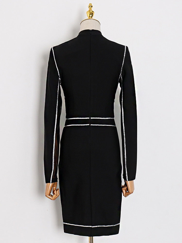 Sexy Sheath Dress For Women Stand Collar Slim Mini Dresses