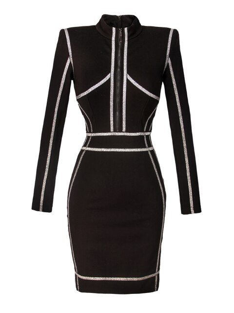 Sexy Sheath Dress For Women Stand Collar Slim Mini Dresses