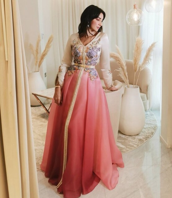 Exquisite White Moroccan Caftan Evening Dress