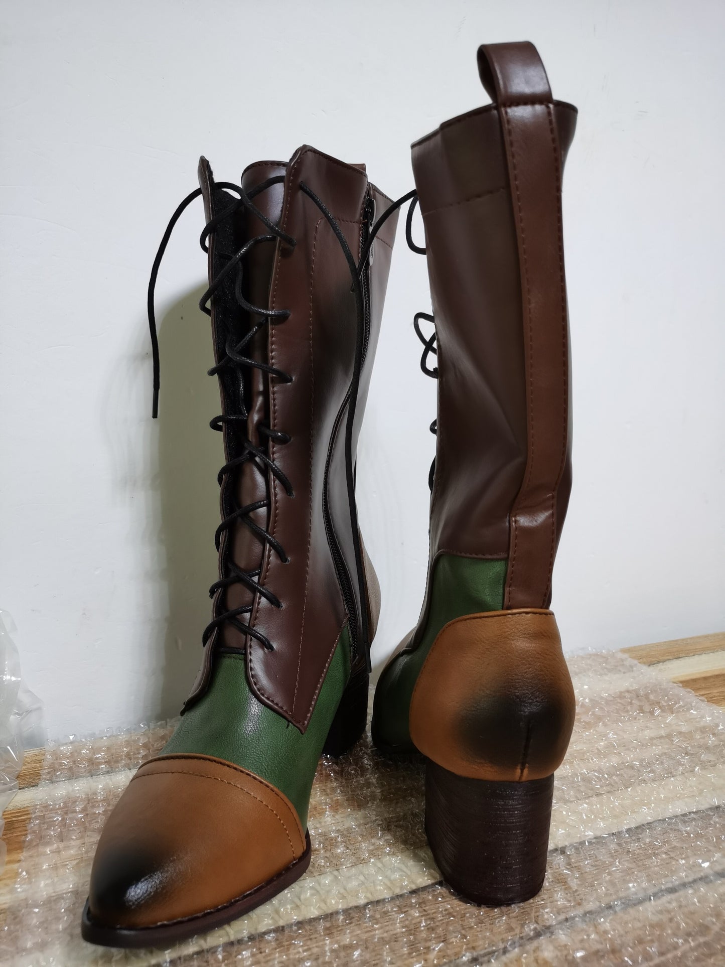 Genuine Leather High Boots For Women Color Matching