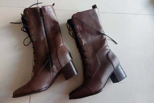 Genuine Leather High Boots For Women Color Matching