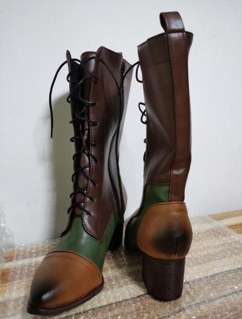 Genuine Leather High Boots For Women Color Matching
