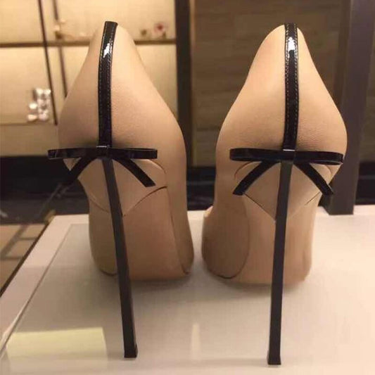 Sexy Women Thin Strap Bowtie Back Decor Pumps