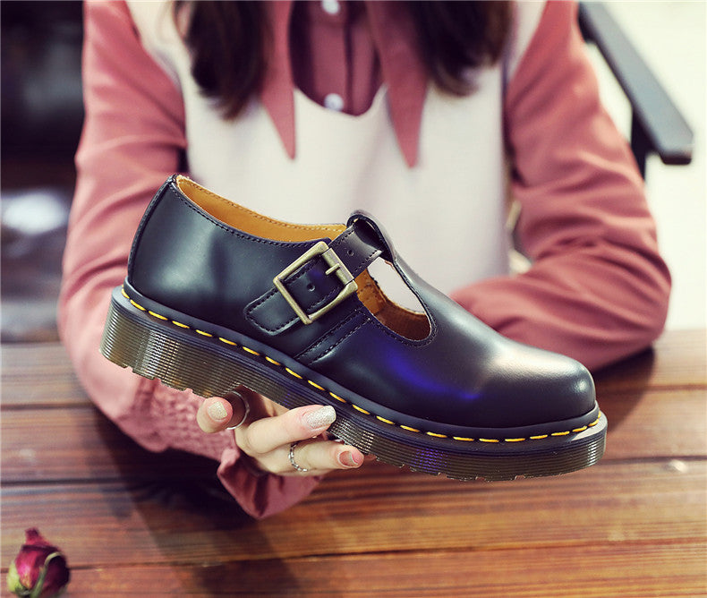 Cow Leather Mary Jane Women Thick Flat Shoes