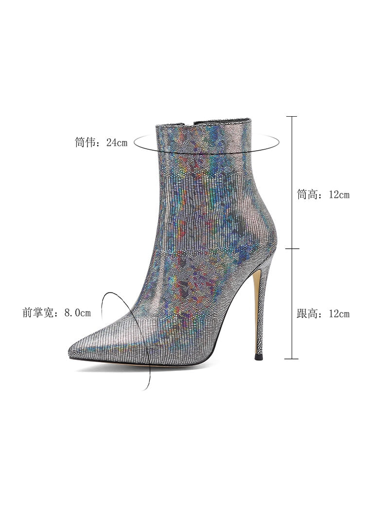 春秋レディースマティンブーツポインテッドトゥセクシースティレット