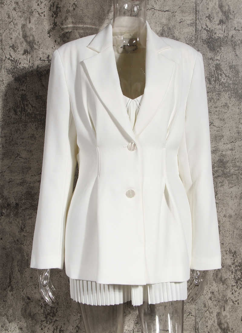 Women White Knot Split Joint Irregular Blazer Fit Jacket