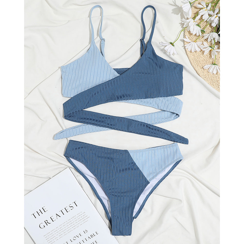 Splicing Scrunch Butt High Waist Bikini Patchwork