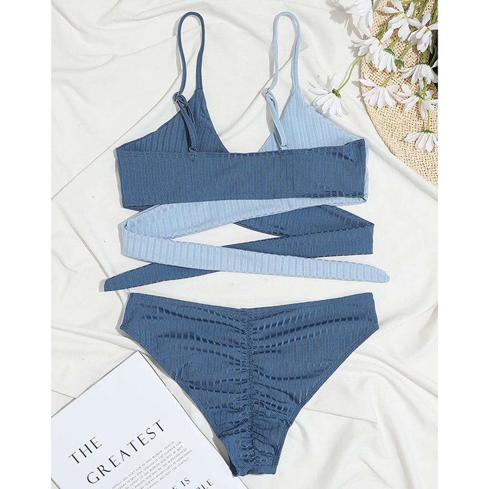 Splicing Scrunch Butt High Waist Bikini Patchwork