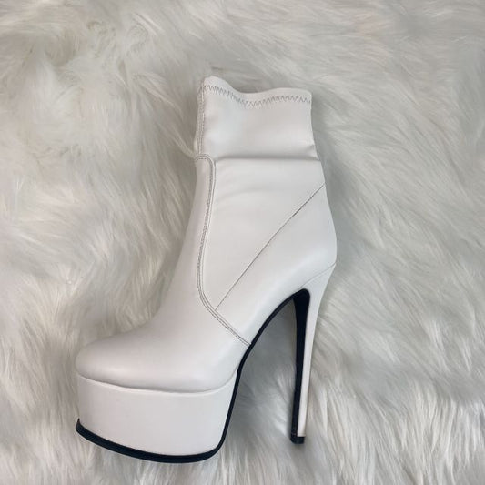 Women Mature Sexy Platform White Red Stilettos Heels Boots