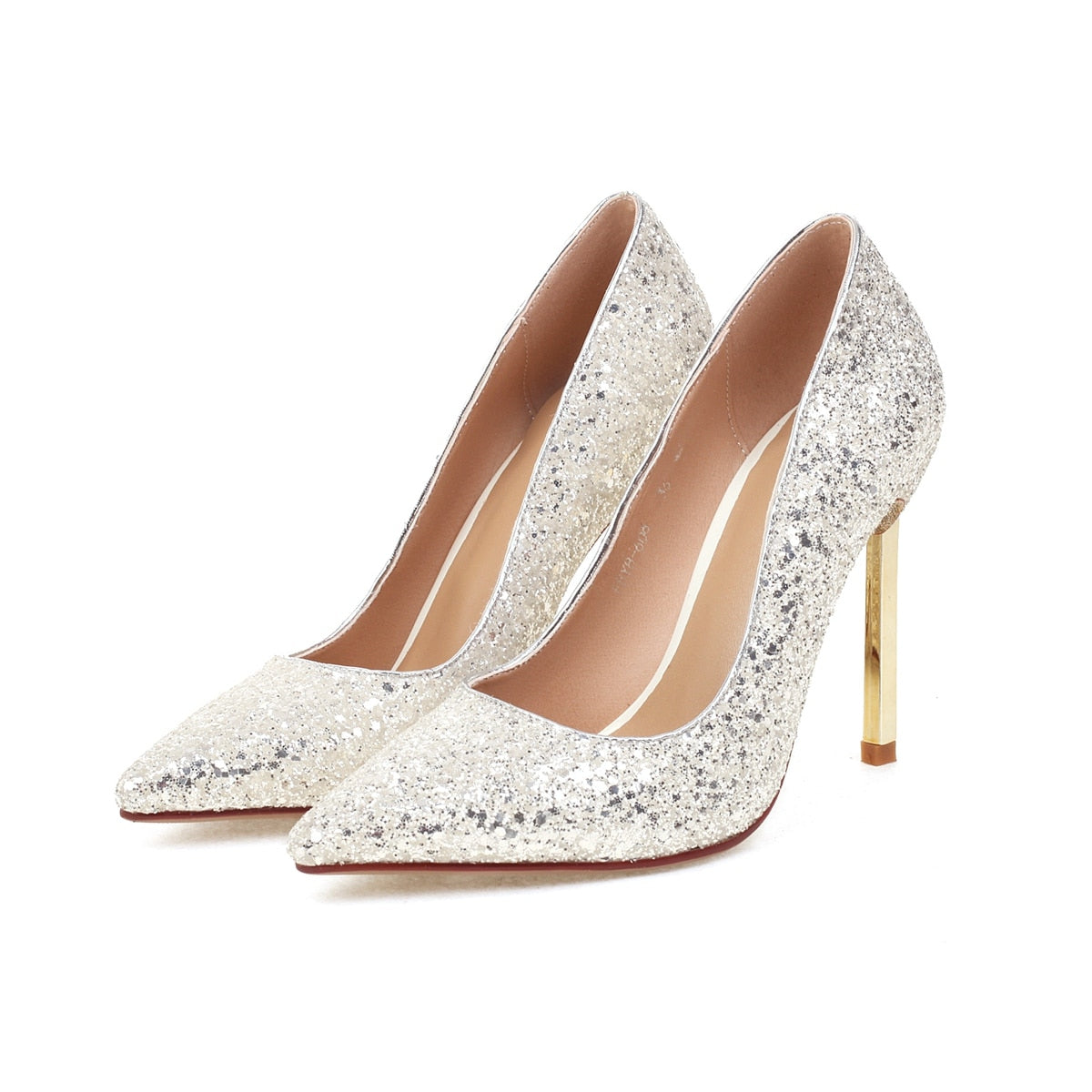 Pointed Toe Stilettos metal heels silver pumps