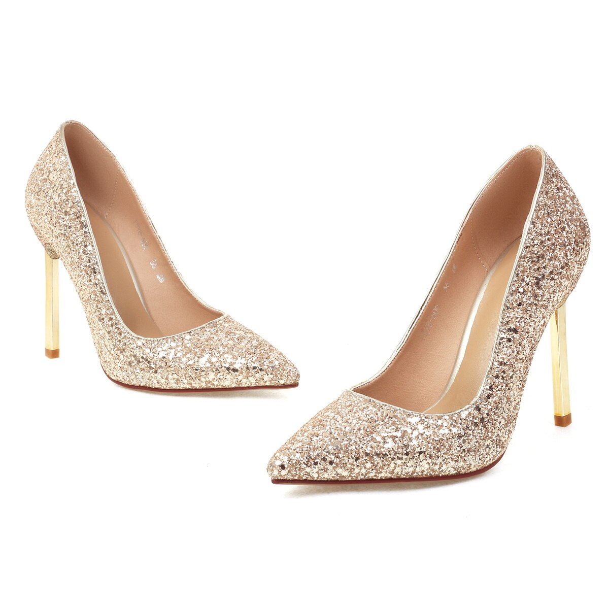 Pointed Toe Stilettos metal heels silver pumps