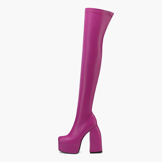 Women Green Purple Over The Knee Boots
