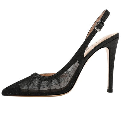 春のネット糸の尖ったつま先のスパンコールの花嫁の花嫁介添人のウェディングシューズ