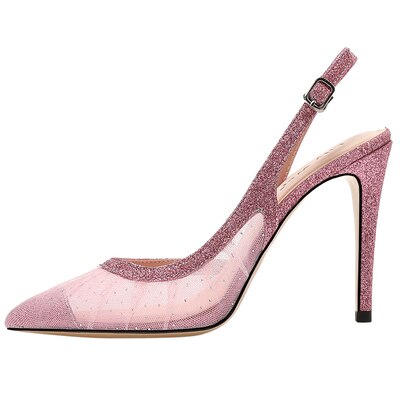 春のネット糸の尖ったつま先のスパンコールの花嫁の花嫁介添人のウェディングシューズ