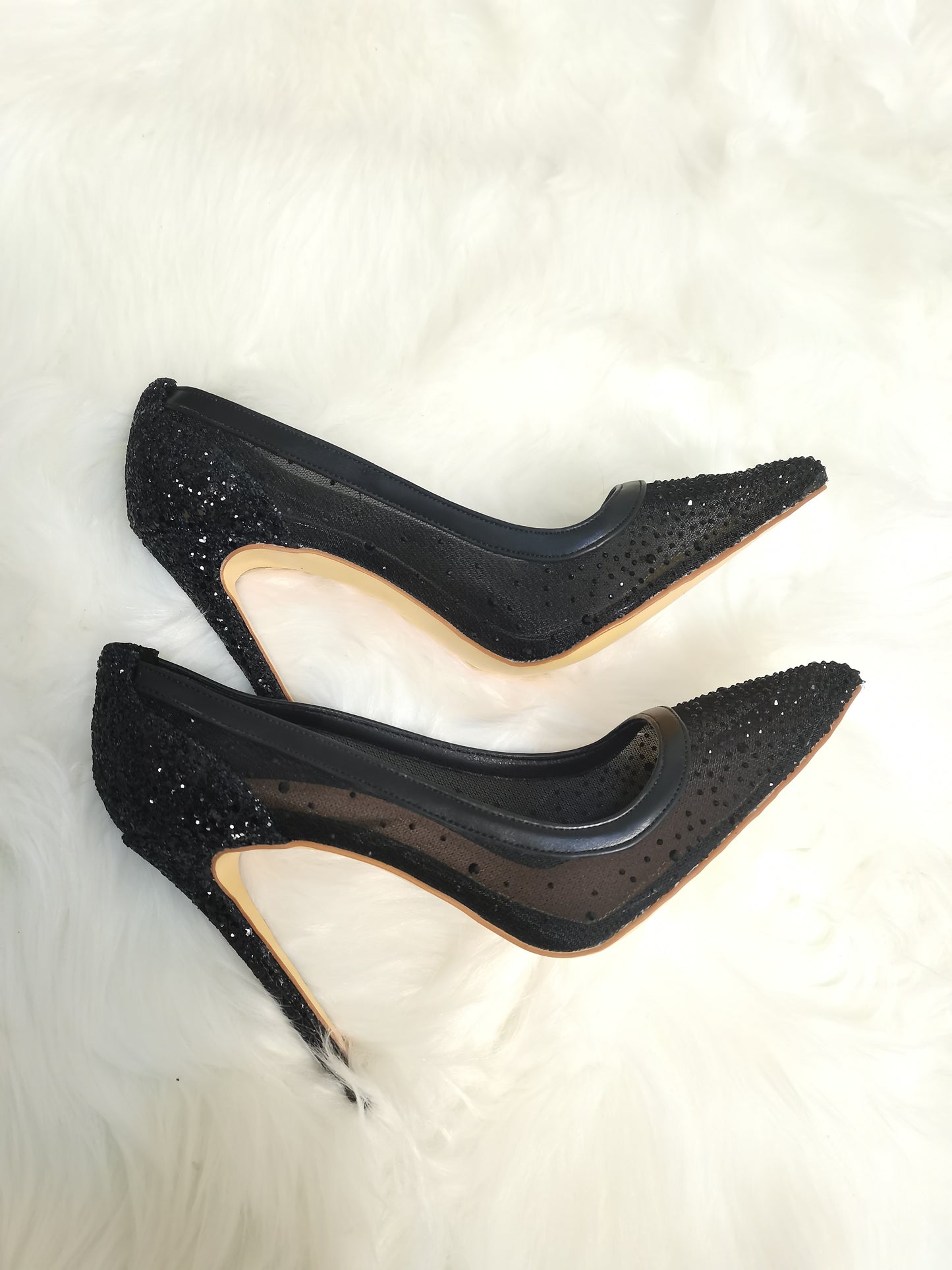 ポインテッドトゥスティレットヒールレディース透明ウェディングシューズ