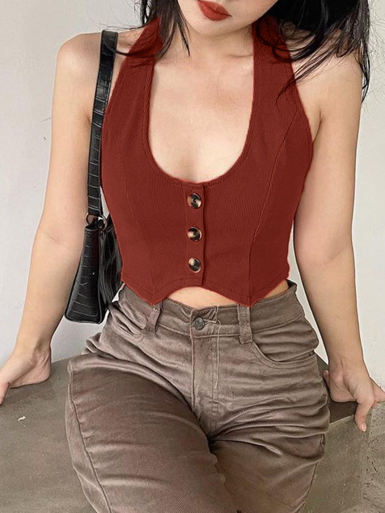 Sexy Backless Camisole Women Aesthetic Halter Crop Top