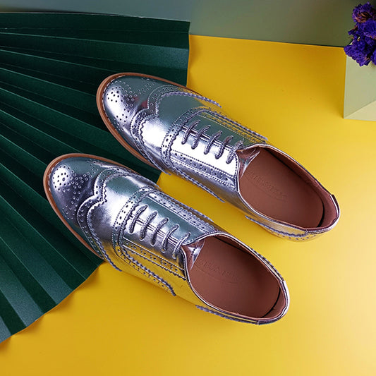 Women Leather  Platform  Flat Casual Shoes