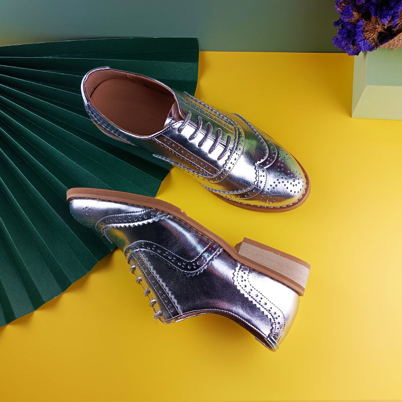 Women Leather  Platform  Flat Casual Shoes