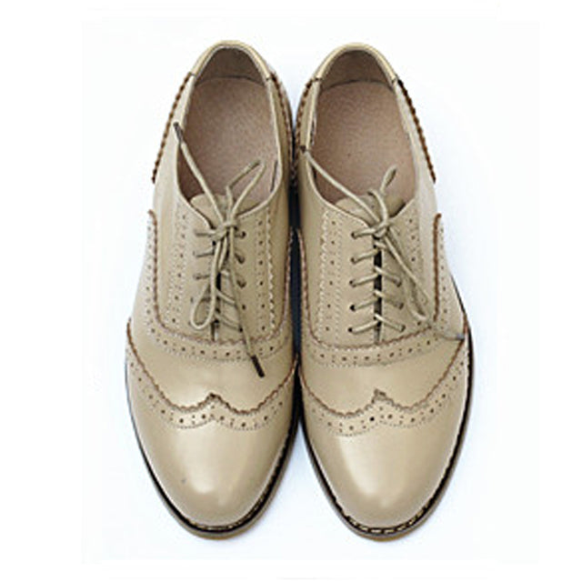 Women Leather  Platform  Flat Casual Shoes