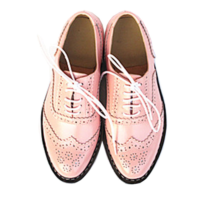 Women Leather  Platform  Flat Casual Shoes