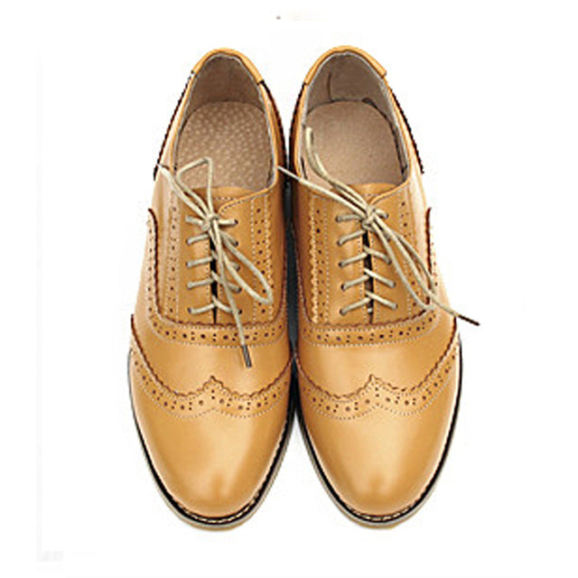 Women Leather  Platform  Flat Casual Shoes