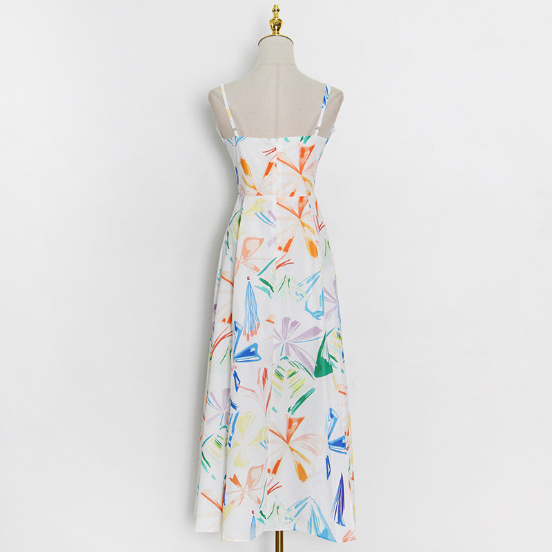 Women Chiffon Beach Print Maxi Dress