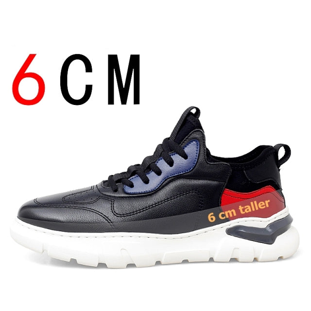 Fasion Flat /6cm Elevator Shoes Men Casual Genuine Leather Sneakers