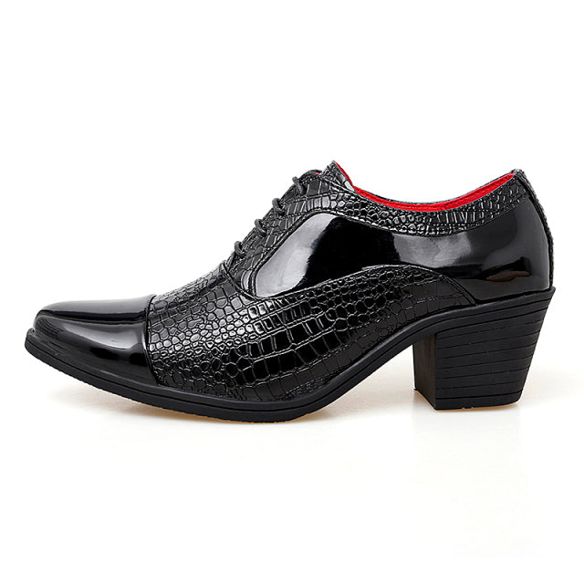 Men Thick High Heels Oxford Shoes