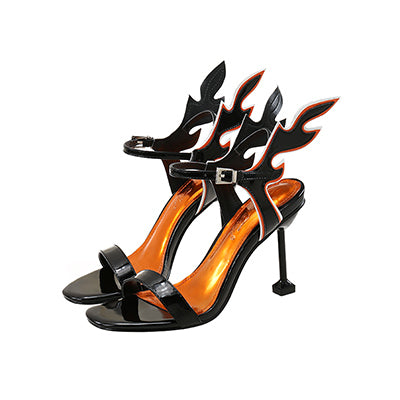 Female Buckle Design Flame Slingback Sandals 2022 Women Stiletto