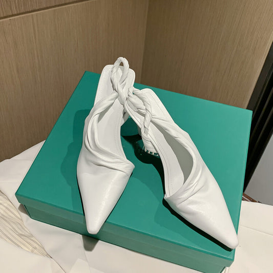 Buckle Design Fashion Shallow Leather Slingback Sandals Women