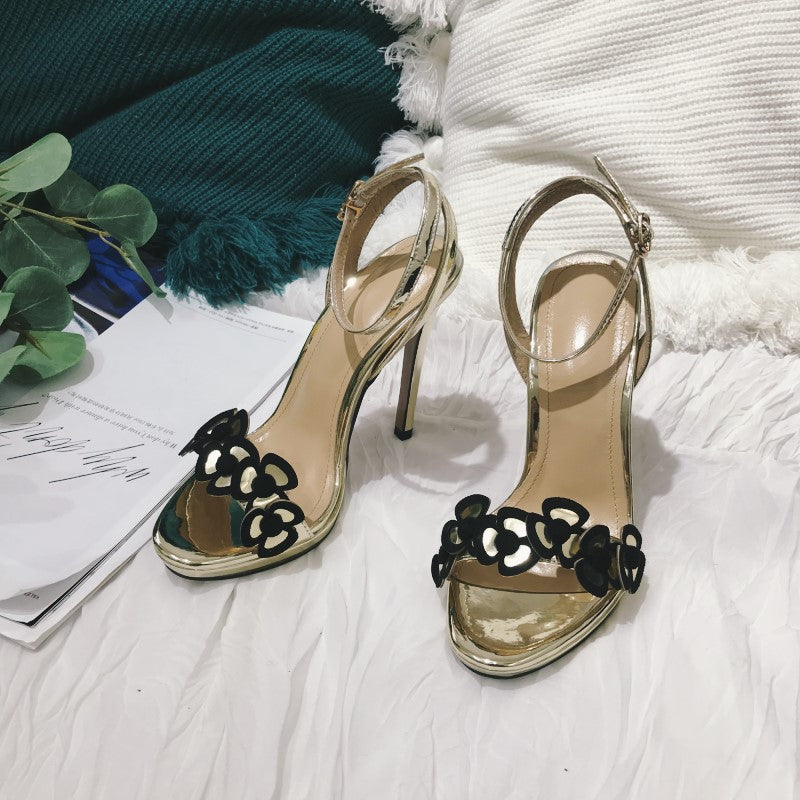 セクシーな2022本革シューズ夏シルバースティレットヒール