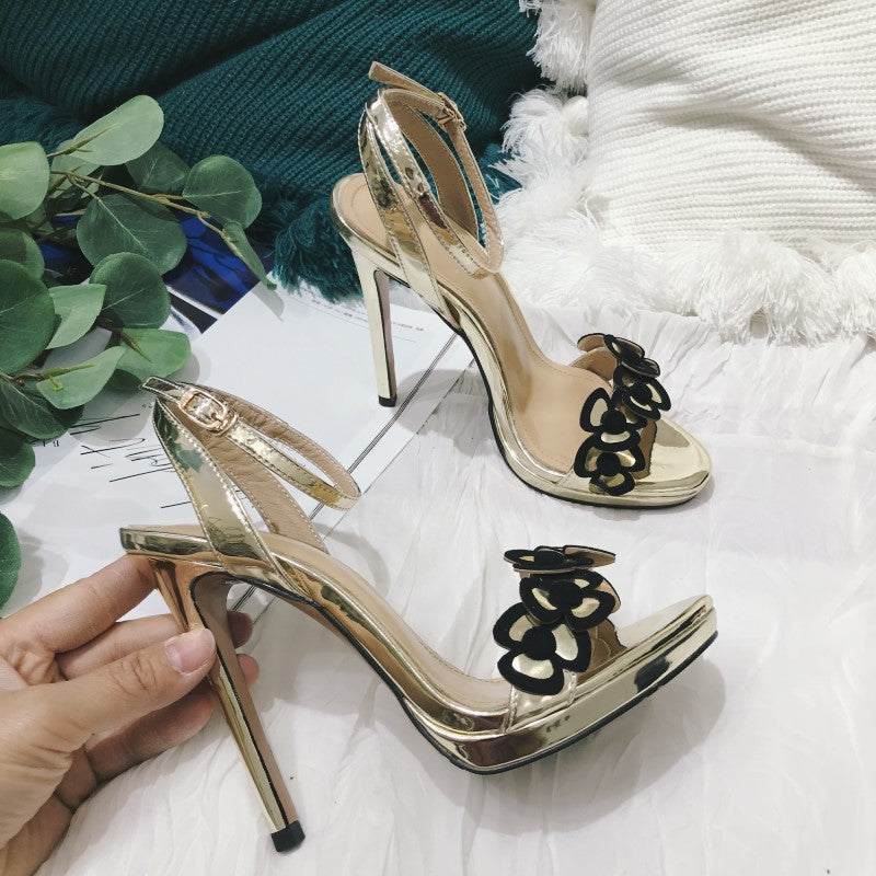 セクシーな2022本革シューズ夏シルバースティレットヒール