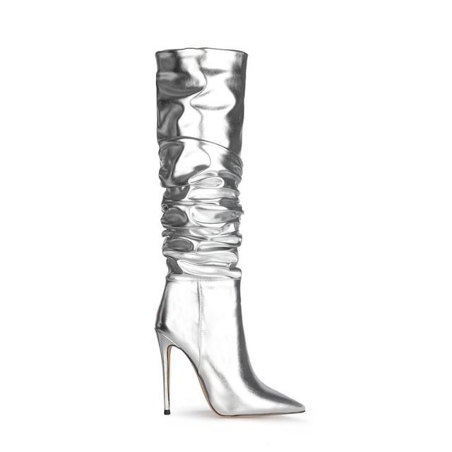 Sexy Fashion Boot Woman Pleated Knee High Leather