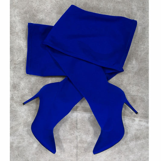 Women Over The Knee Boots Stretch Fabric Pointed Toe Thin High Heel