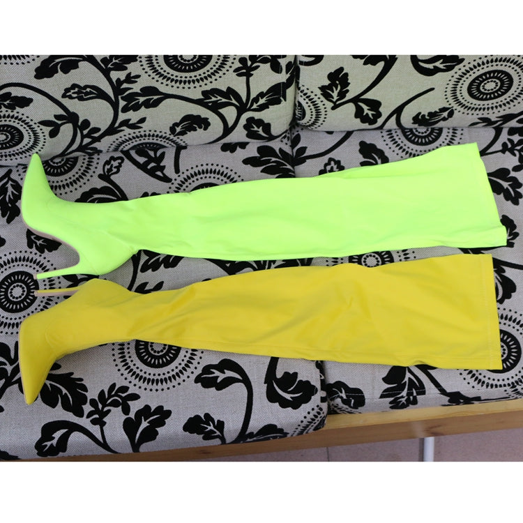 Women Over The Knee Boots Stretch Fabric Pointed Toe Thin High Heel