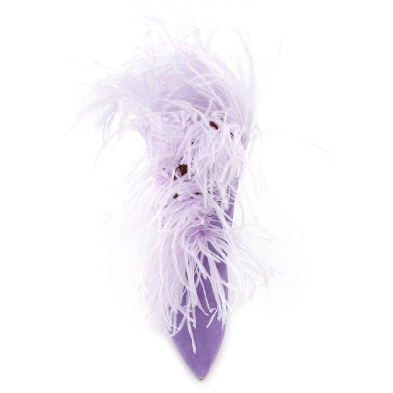 Vintage Ankle Shoes Women Fuchsia Suede Feather Pointed Toe Martin Boots