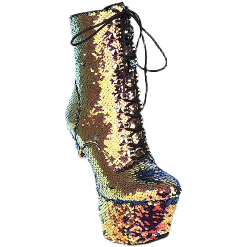 BlingBling Female Sexy Nightclub Mid-calf Super Thin High Heel Boots