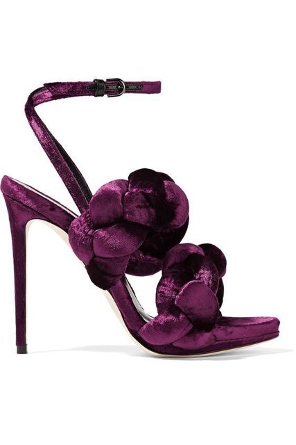 New Style Velvet Twist One-line Buckle Sexy Slingback Sandals
