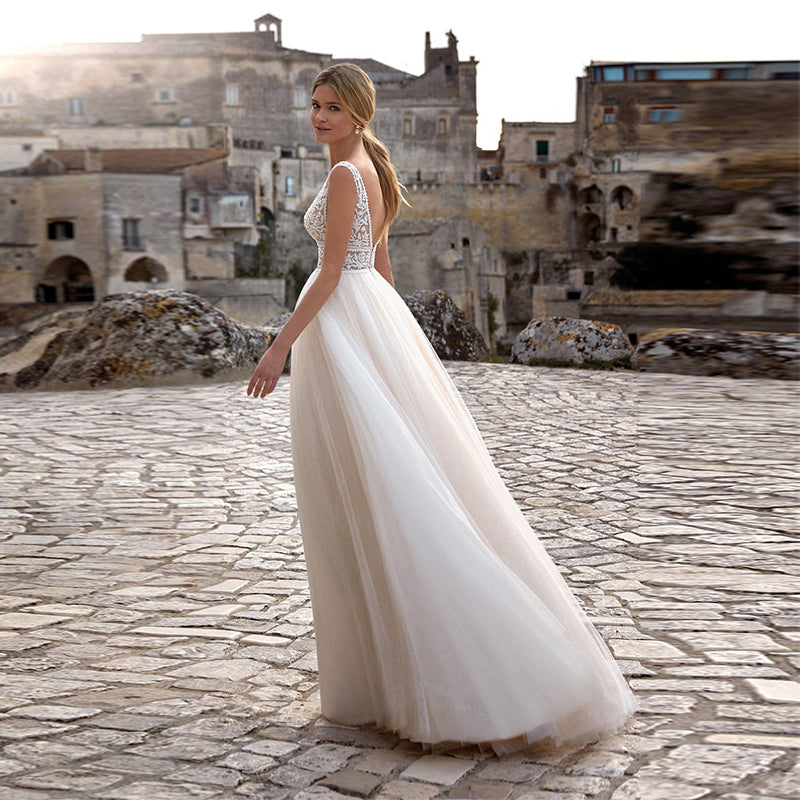 Fashion Vestido De Novia Beach A-Line Princess Wedding Dresses