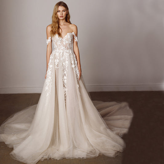 Wedding Dress Lace Appliques Off the Shoulder Princess Bride Gown