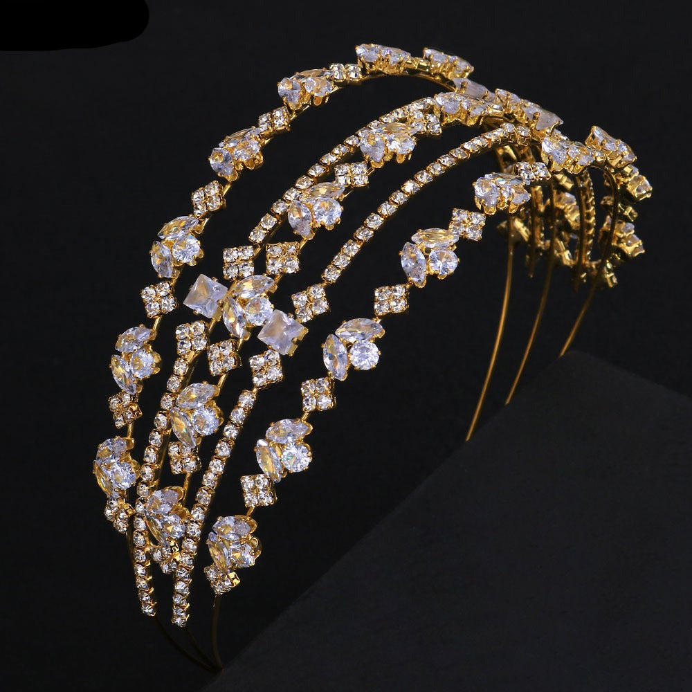Hairband Zirconia Gold Headband Bridal Wedding Tiaras and Crowns