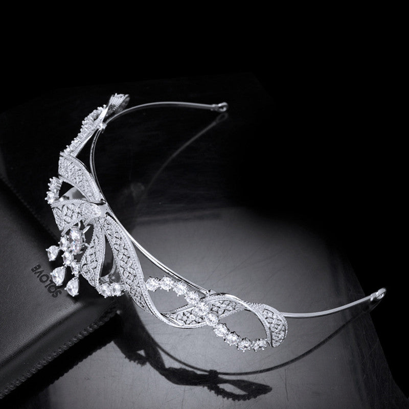 Luxury Retro Bridal Wedding Crown Zircon Hair Jewelry Accessories