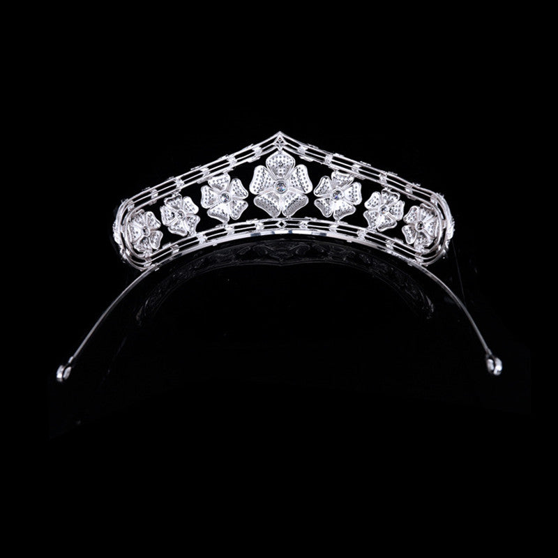 Floral Wedding Crown Tiara Full Zircon Hair Jewelry Accessories