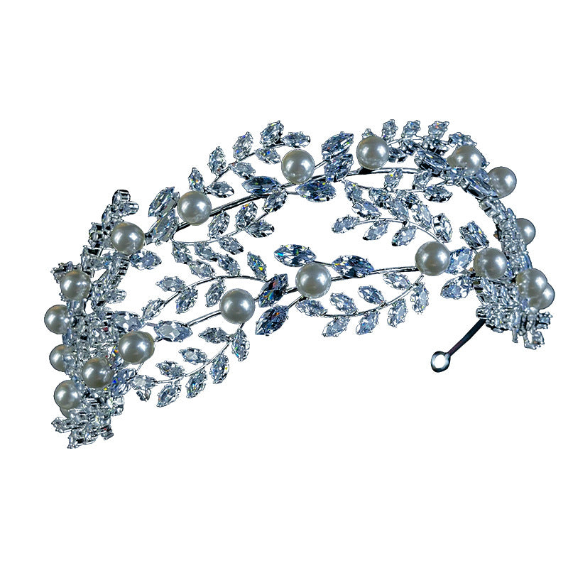 Leaf Zircon Crown Bridal Headpieces Hair Accessories Light Luxury