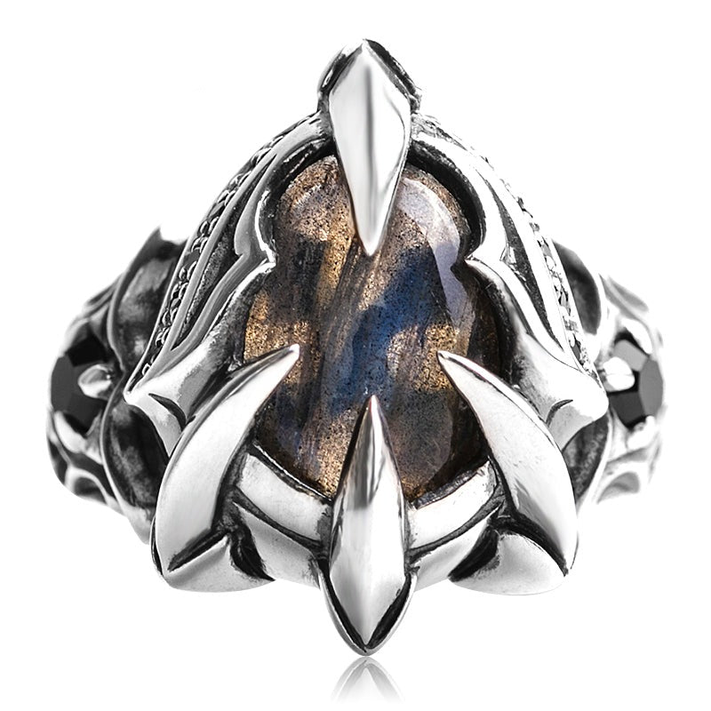 men's hip-hop retro beast claw gemstone ring