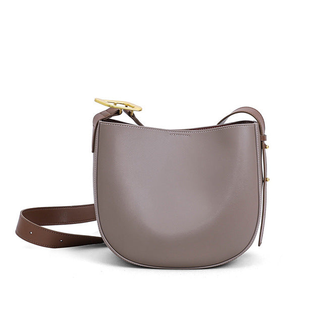 Fashion Simple Grey Color Half Round Shape Bucket Tote Bag