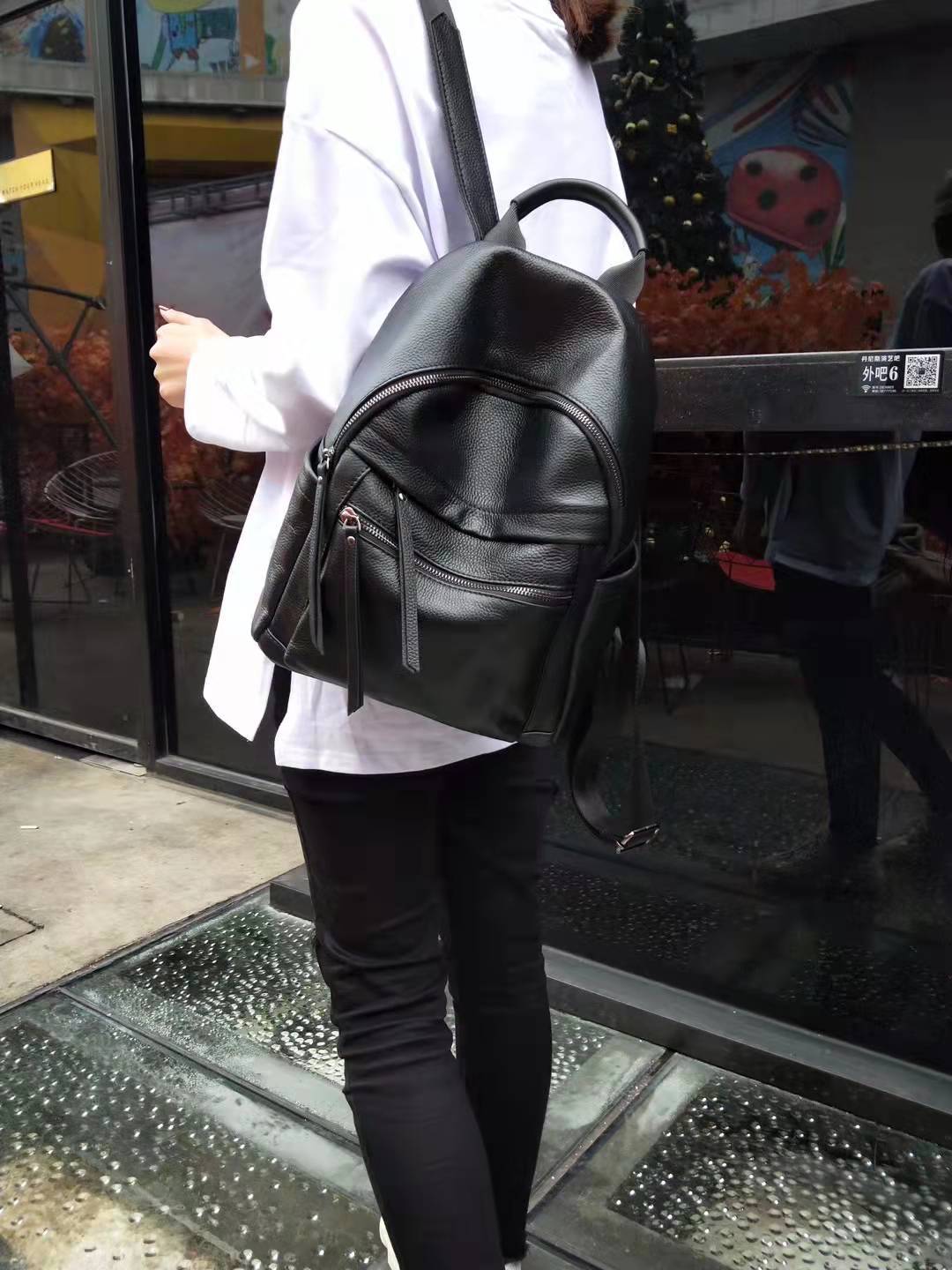 Caramel Real Genuine Leather Backpack Women Simple Fashion